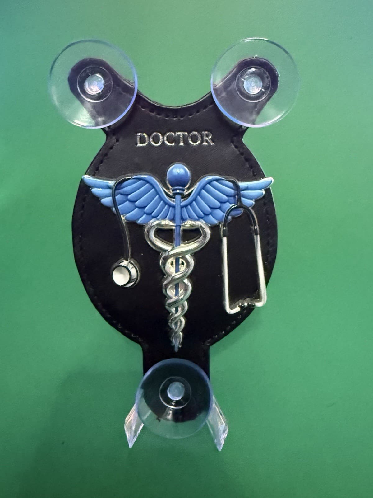 Doctor Windshield Medallion - Blue Wings Caduceus Suction Mount