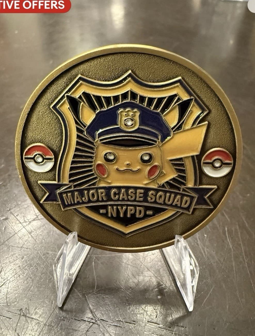 Rare NYPD Major Case Squad Challenge Coin - Pikachu & Charizard Police Pokémon