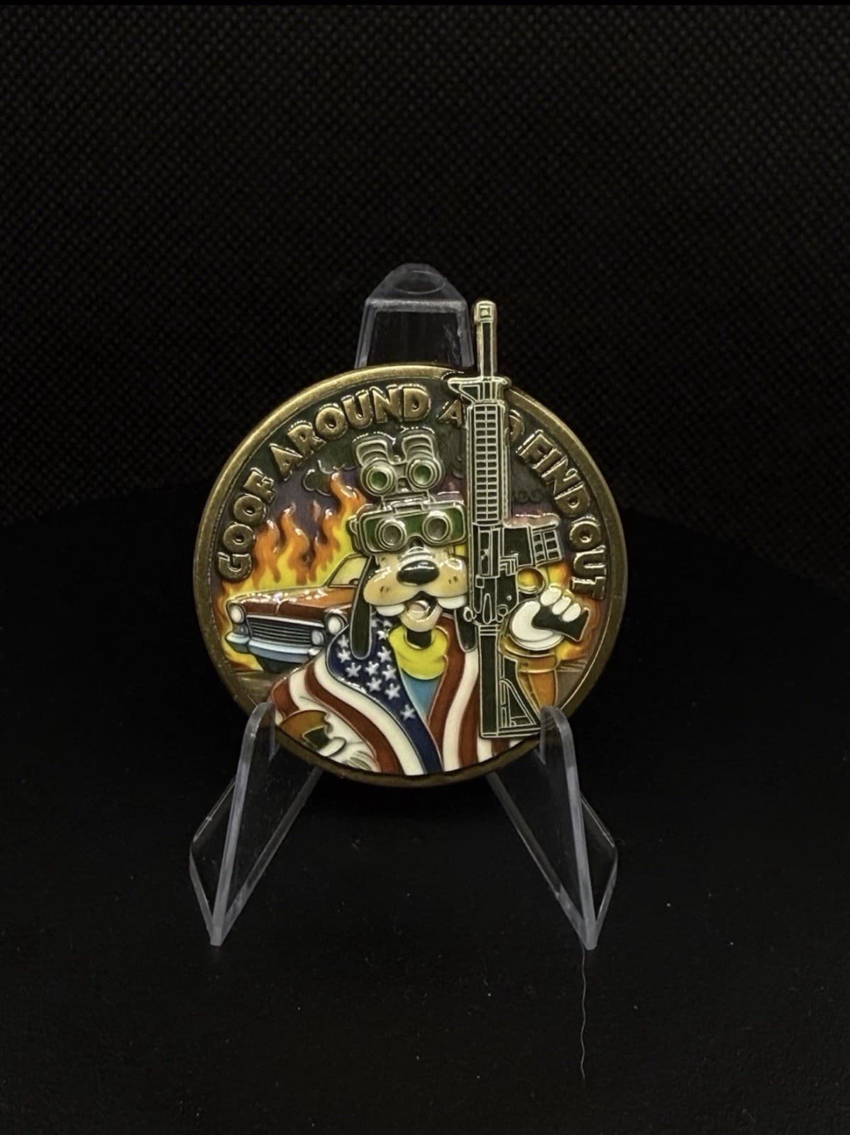 Disney Special Ops GOOFY Second Amend Challenge Coin “GOOF AROUND AND FIND OUT”