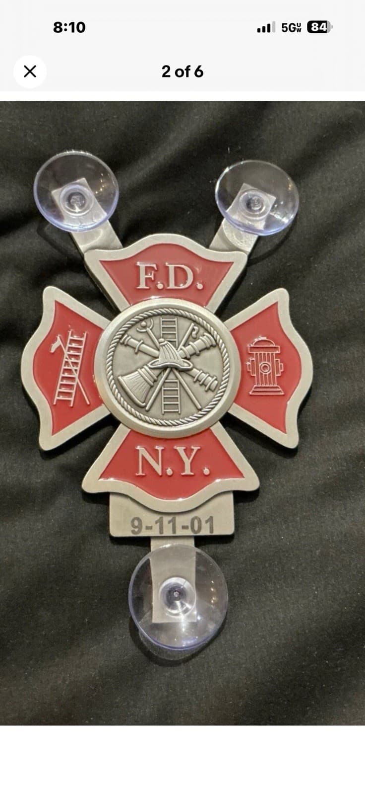 FDNY Window Shield 9/11 Metal Medallion