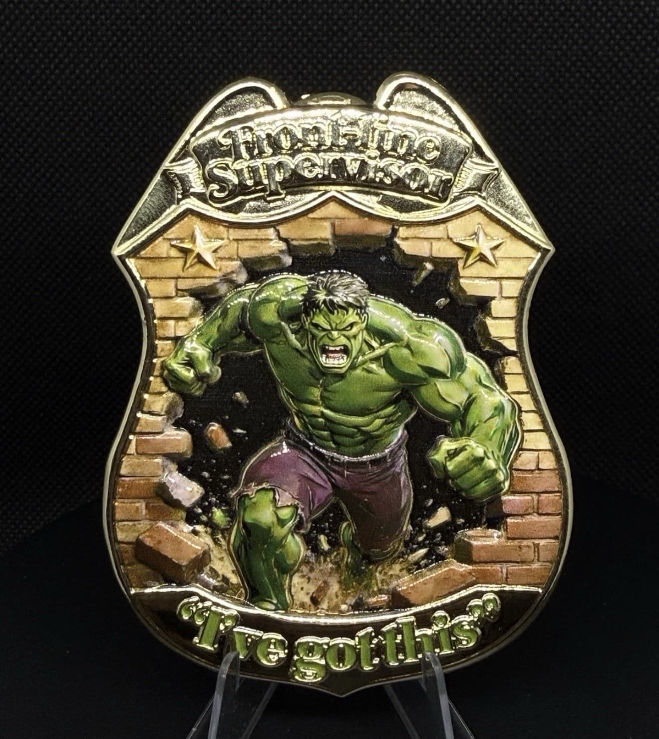 NYPD Marvel Hulk Challenge Coin Front Line Sergeant